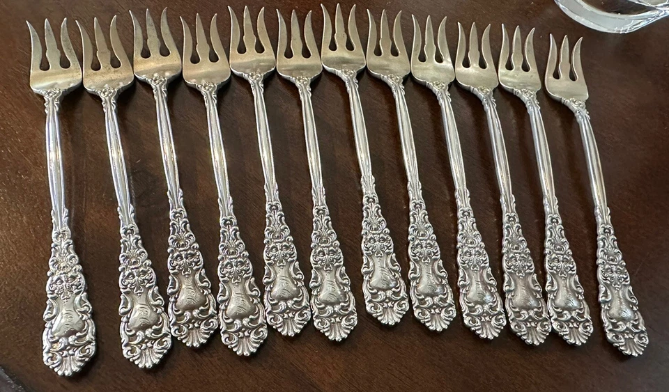 Dominick & Haff 1894 Renaissance Seafood Forks Set 12 Historic Look - Image 1 of 4