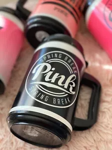 Victorias Secret Spring Break Black Insulated Chug Mug, Varsity Lettering NEW - Picture 1 of 1