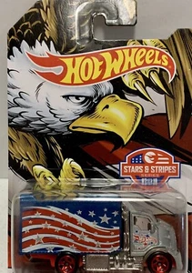 2016 Hot Wheels Stars & Stripes Series 7/10 HIWAY HAULER 2 Gray/Blue w/Red 5 Sp - Picture 1 of 2