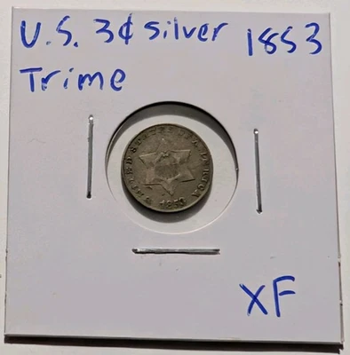 1853-P Philadelphia Silver 3 Three Cent Piece Trime - Image 1 of 3