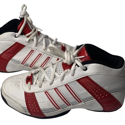 Adidas Techfit Basketball Shoes Boys Size 4.5 High Top Red White Leather  - Image 1 of 4