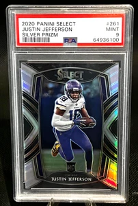 2020 Panini Select - Club Level Justin Jefferson #261 Silver Prizm (RC) PSA 9 MT - Foto 1 di 2
