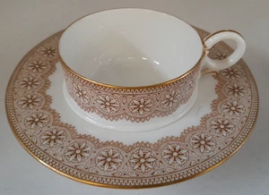Vintage Royal Worcester Tasse & Untertasse braun Blumenrand Goldrand A19 B423 - Bild 1 von 13