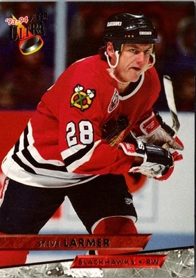1993 Ultra Steve Larmer #129 Chicago Blackhawks Hockey Card - Image 1 of 2