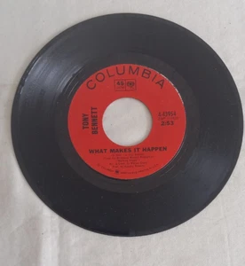Vintage Tony Bennett  What Makes It Happen  45 RPM  Columbia 43954 in VG+  Cond - Picture 1 of 2