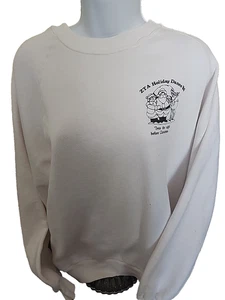 Man's Vintage Jerzees White Christmas Sweatshirt Size L (42-44) 50/50 - Picture 1 of 6