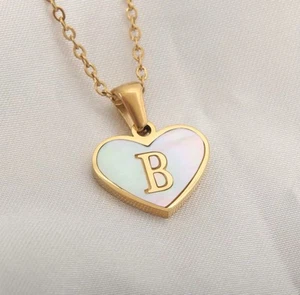 Heart Necklace With Initial B - Picture 1 of 3