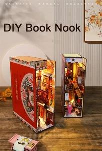 DIY Wooden Book Nook Shelf Insert Kits Miniature Chinese Ancient Town Gifts - Picture 1 of 10
