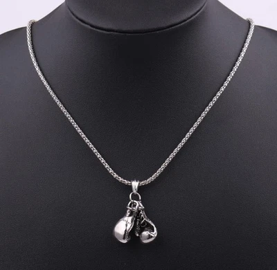Kette mit Anhänger Edelstahl Boxhandschuhe / Boxer Halskette  - Bild 1 von 3