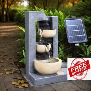 Solarbetriebenes Garten-Wasserspiel mit LED-Leuchten Kaskadenbrunnen UK - Bild 1 von 8