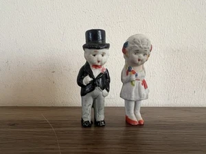 vintage Miniature Bisque Bride & Groom Frozen Charlotte Cake Figurines japan 30s - Picture 1 of 10
