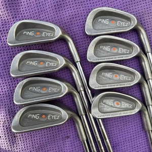 Ping Eye 2 + Plus Irons 3-9 SW SET Stiff Flex ZZ Lite Steel Shaft Orange Dot RH - Picture 1 of 11