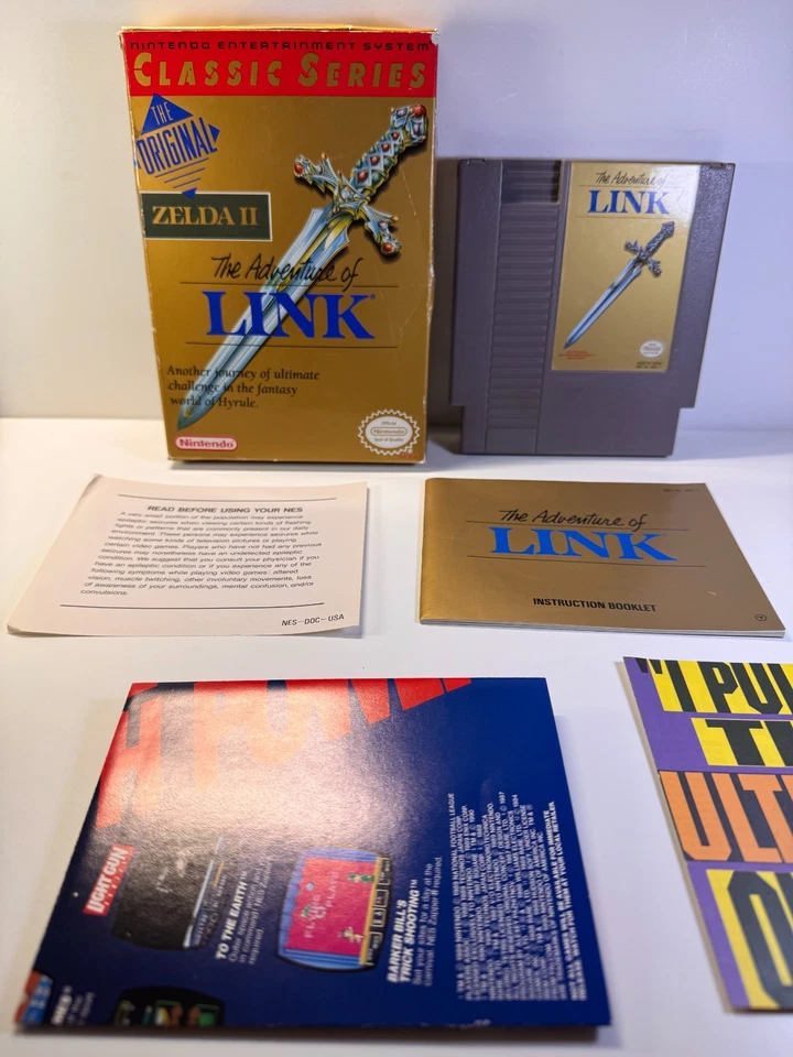 Zelda II Adventure of Link Classic Series GRAY (Nintendo NES 1988) CIB NO MAP - Image 1 of 4