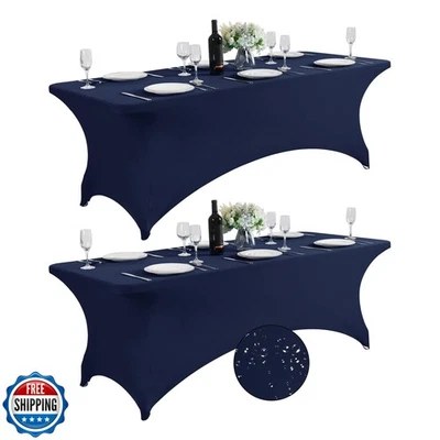 Paquete de 2 cubiertas de mesa de spandex impermeables SuperO para universo de mesa de 8 pies Foto 1 de 4