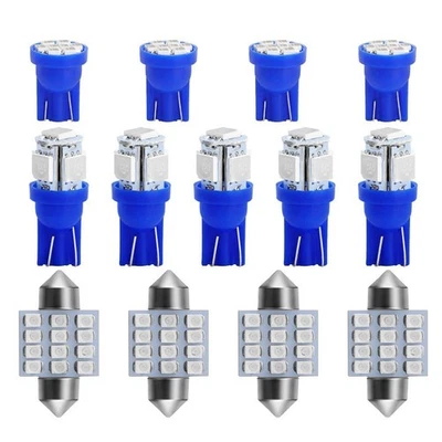 13pcs Blue LED Light Bulbs For Car Interior For Dome License Plate Lamp 12V - Image 1 of 4