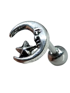 Moon Star Silver Plated Top Labret 16 g (1,2 mm) perno bilanciere cartilagine... - Foto 1 di 24