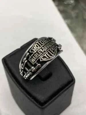 Solid Silver 925 Signet Men's Jewelry H Davidson Biker Ring - Image 1 of 3