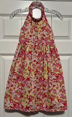 PENELOPE MACK Talla 8 Rosa Floral Vestido Halter Botones Pascua Vacaciones Niñas Foto 1 de 4