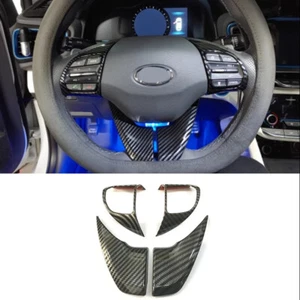 For Hyundai Elantra 2017-2020 Carbon Fiber Look Steering Wheel Trim ABS Cover - Foto 1 di 8