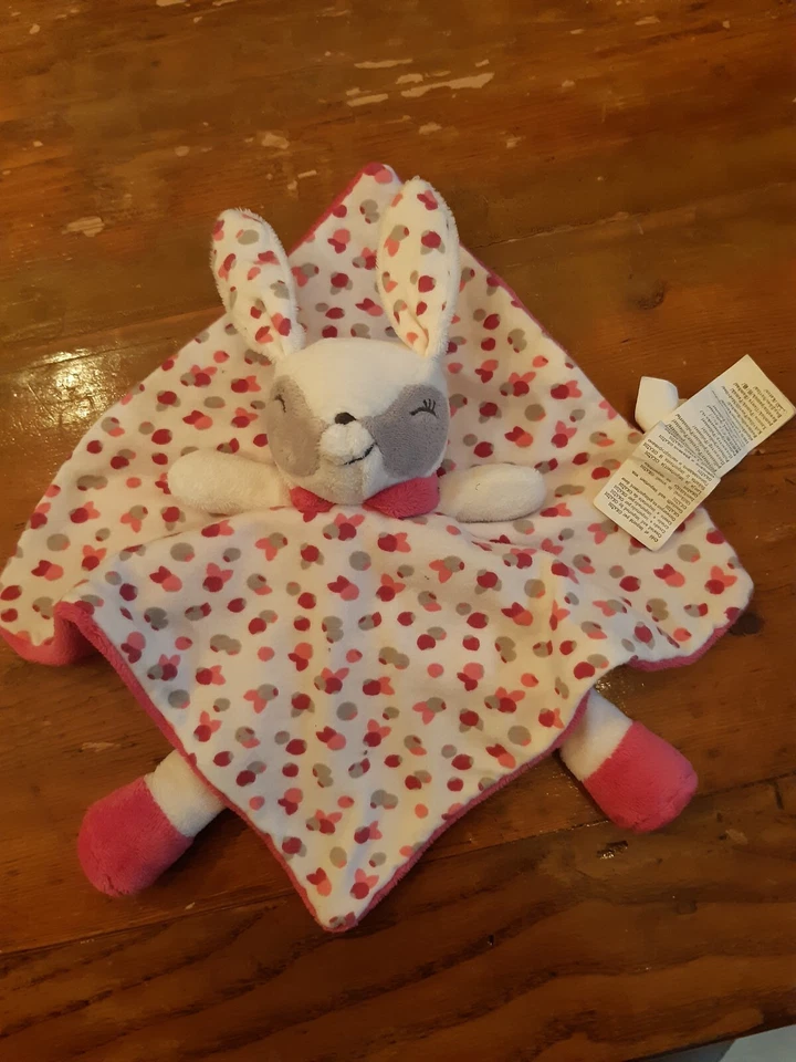 OBAIBI DOUDOU LAPIN/BICHE sourire PLAT rose framboise fushia blanc,  TBE - Photo 1/2