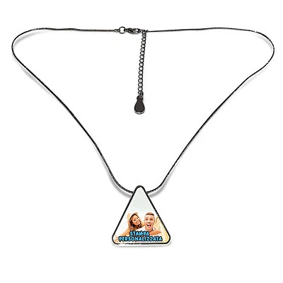 COLLANA CON CIONDOLO A TRIANGOLO STAMPA PERSONALIZZATA PERSONALIZZATO FOTO ULTRA - Immagine 1 di 2