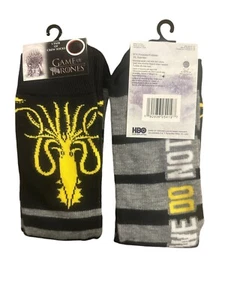 1 Pair Game of Thrones Crew Socks Men's (6-12 Shoe Size) Black Yellow Gray White - Picture 1 of 1