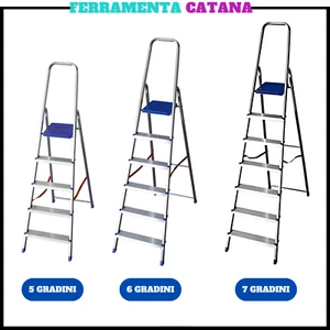 scala pieghevole in alluminio da 5 6 7 gradini per interni salvaspazio facal - Foto 1 di 4