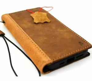 Funda de cuero genuino vintage para Apple iPhone 12 libros billetera cubierta retro gamuza - Imagen 1 de 7