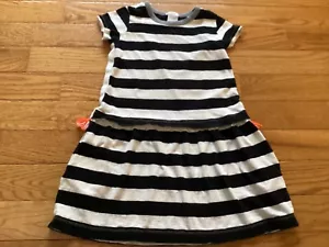 Crewcuts Girl SZ 8 Dropwaist Black & White Stripe “Tee Shirt Feel” Cotton Dress - Picture 1 of 21