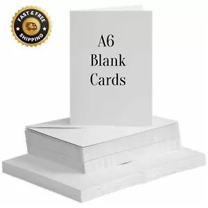 WHITE BLANK CARDS & ENVELOPES CARD MAKING A6 MAKE GREETING ART CRAFT Christmas - Picture 1 of 4