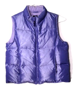 GAP PUFFER VEST girl's size XXL shimmery purple down filled fleece lined - Picture 1 of 4