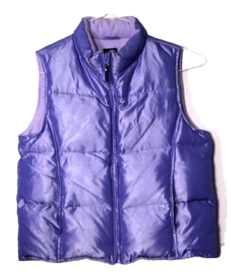 GAP PUFFER VEST girl's size XXL shimmery purple down filled fleece lined - Image 1 of 4
