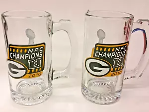 NFL Green Bay Packers 12oz Glass Mug - 2010 NFC Champions (Set of 2) - Picture 1 of 2