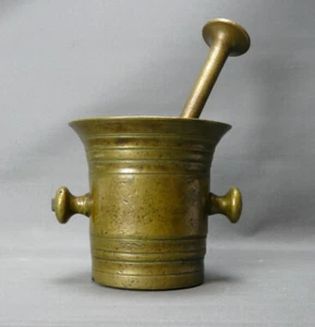 Bronze mortar with pistil, cast around 1800, 14.0 vm, 4200 g. - Picture 1 of 9