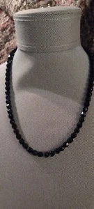 Collar de cuentas facetadas de espinela negra natural de 18 pulgadas - Imagen 1 de 5