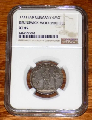1731 IAB German States Brunswick-Wolfenbuttel. 6 Mariongroschen 6MG. NGC XF 45 - Image 1 of 4