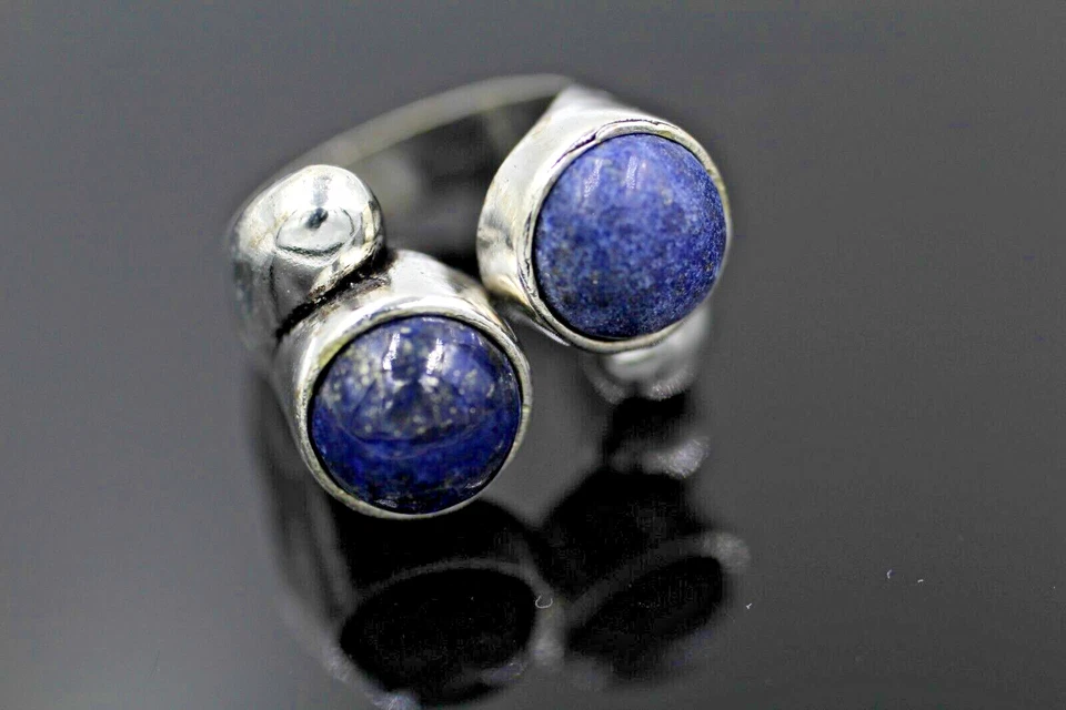 Этническое племенное ювелирное кольцо в ретро-стиле с синим лазуритом латунное кольцо размер США «7,5 - Изображение 1 из 4