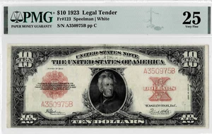1923 $10 Legal Tender (Poker Chip) note--fr. 123-- PMG 25 VF - Picture 1 of 6