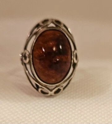 Anillo vintage ámbar y plata de ley Foto 1 de 4