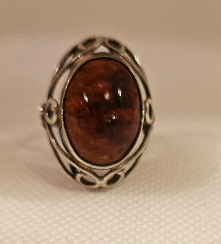 Anillo vintage ámbar y plata de ley Foto 1 de 4