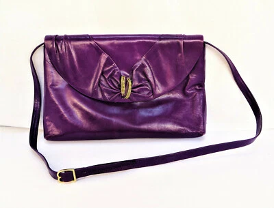 Vintage Bruno Magli Purple Leather Clutch Foto 1 de 4