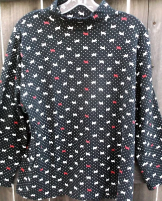 NWOT 🦋💥CROFT & BARROW💥🦋 Long Sleeve Cute Scottie Dog Print Mock Neck Top 2X - Image 1 of 3