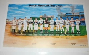 AL KALINE B FREEHAN K GIBSON G KELL A TRAMMELL J MORRIS SIGNED ALL TIME TIGERS - Picture 1 of 5
