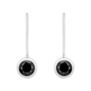 Bezel Set 6MM Round Shape Black Spinel 925 Sterling Silver Women Hook Earrings - Picture 1 of 5