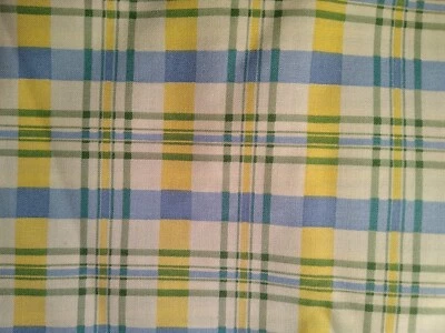 Waverly Claire's Check Home Decor Cotton Fabric Blue Yellow Plaid 2 Yards - Image 1 of 4