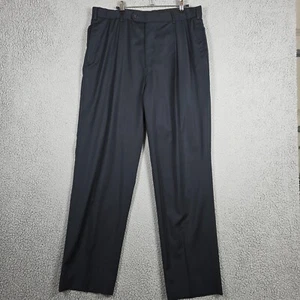 Brooks Brothers pantaloni eleganti uomo 35x33 nero plissettato vestibilità dritta silenzioso lusso - Foto 1 di 12