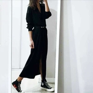 VESTIDO LARGO CROSSOVER SLIT DRAPEADO ZARA WOMAN STUDIO VESTIDO DRAPEADO - Imagen 1 de 9