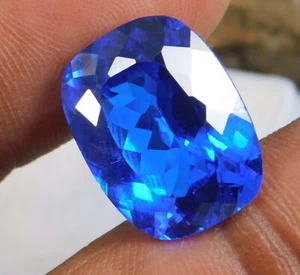 Certified 13.70 Ct Fascinating Natural Top Blue Color Tanzanite Cushion Gemstone - Picture 1 of 11
