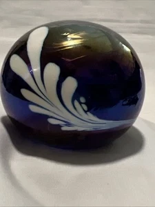 Studio Blue Purple Iridescent Paperweight Signed Lumpkin Huntsville Alabama - Picture 1 of 17