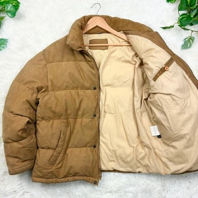 Comet Club Vintage Suede Leather Down Puffer Jacket Camel Brown L Men’s - Image 1 of 4